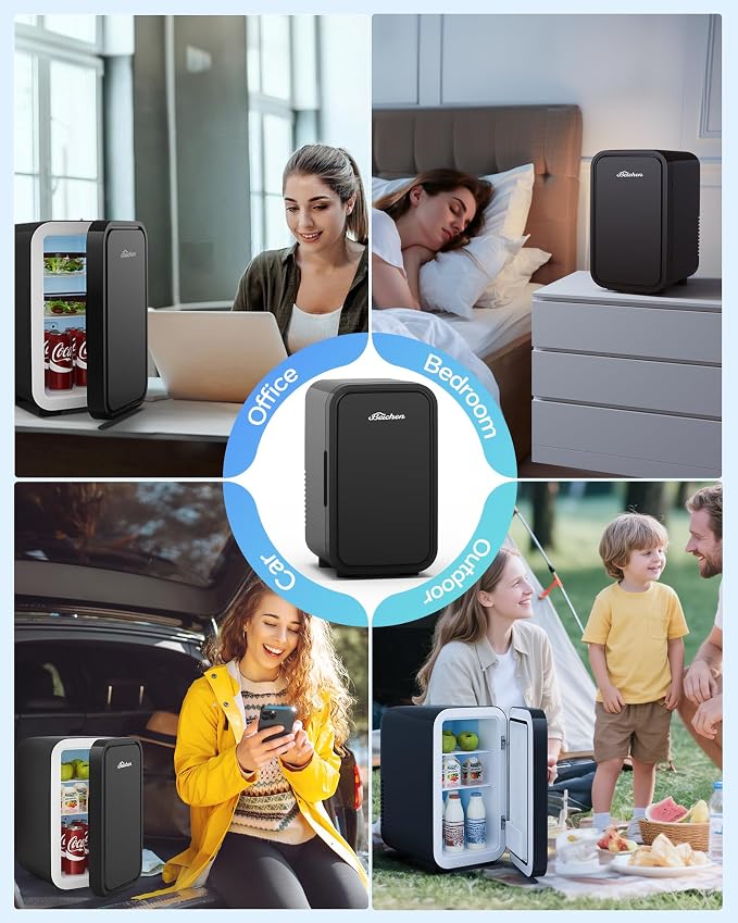 BEICHEN Mini Fridge,6 Liter / 8 Can Small Fridge for Bedroom, Car, Office | Cooler & Warmer for Food, Drinks, Skincare,Energy Saving, Low Noise,110V Ac/12V Dc,Compact & Portable,BLACK ﻿ - Image 7