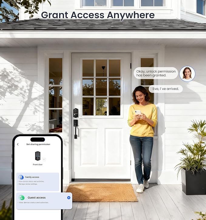 Veise VE017-D Smart Fingerprint Front Door Lock Set, App Control, 8-in-1 - Image 7