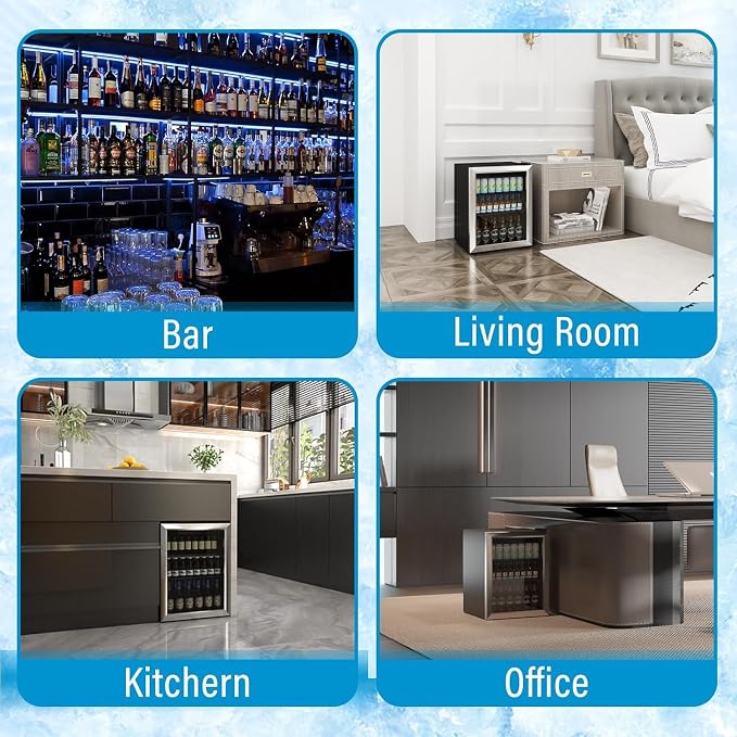 Erivess Mini Fridge 70 Can Beverage Refrigerator Cooler Glass Door for Soda | 1.6 Cu Ft Drink Fridge for Home/Bar/Office with LED Display, Digital Temperature Control, Removable Shelves for Wine, Silver - Image 7