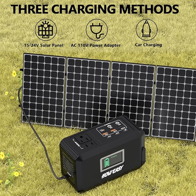 HOWEASY Portable Power Station120W(240W Peak), 24000mAh Camping Solar Generator, Portable Power Bank with 2 110V AC Outlet / 2 DC /3 USB QC3.0/LED Flashlight for Home Camping Emergency Backup - Image 4