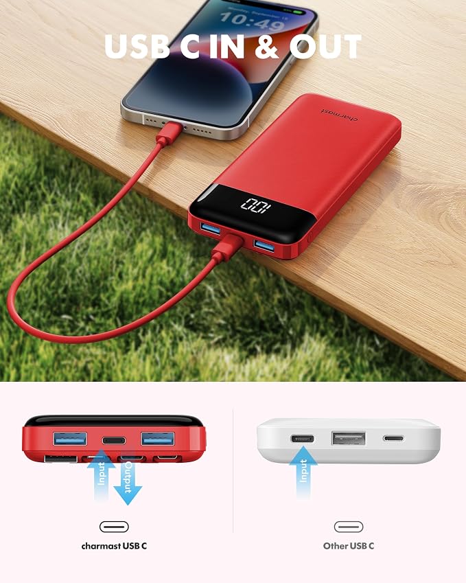 Charmast Portable Charger with Built in Cables, Power Bank with Cords Wires, Slim 10000mAh Travel Battery Pack 6 Outputs 3 Inputs 3A Fast Charging for Samsung Google Pixel LG Moto iPhone iPad - Image 8