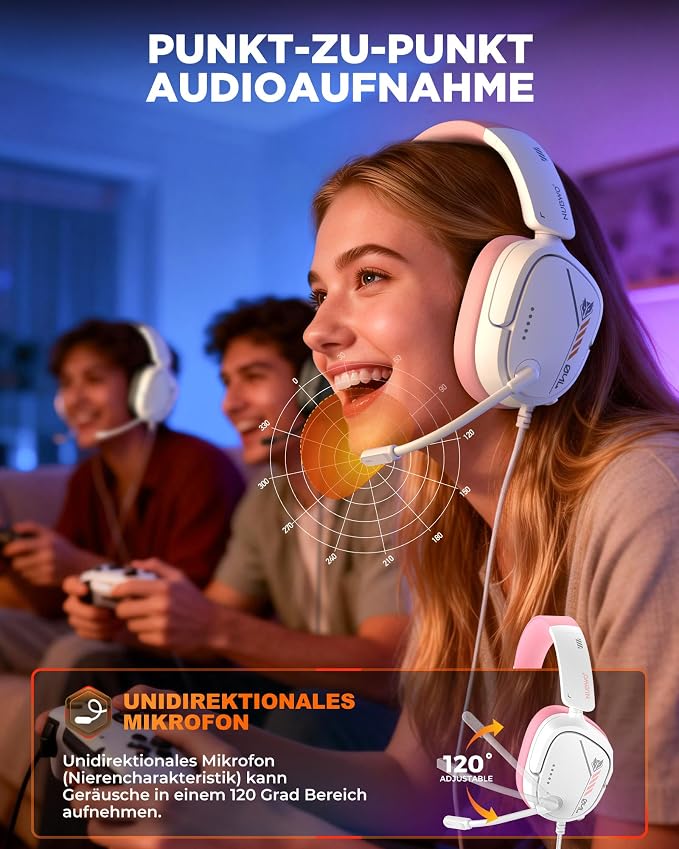 NUBWO HG04L Gaming Headset for PS5/PS4, Xbox Series X|S, Switch - Pink | 40mm Speakers, Clear Unidirectional Mic, 250g Lightweight, Soft Memory Earmuffs, 3.5mm Jack for Gaming & Work - Image 3