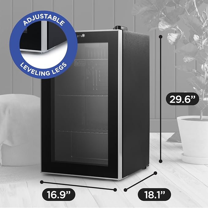 BLACK+DECKER 2.4 Cu. Ft. Beverage Cooler, BDB26HB | Beverage Fridge with Double Pane Glass Door, Drink Fridge with 76-Can Capacity for Home Bar, Home Office and More - Image 7