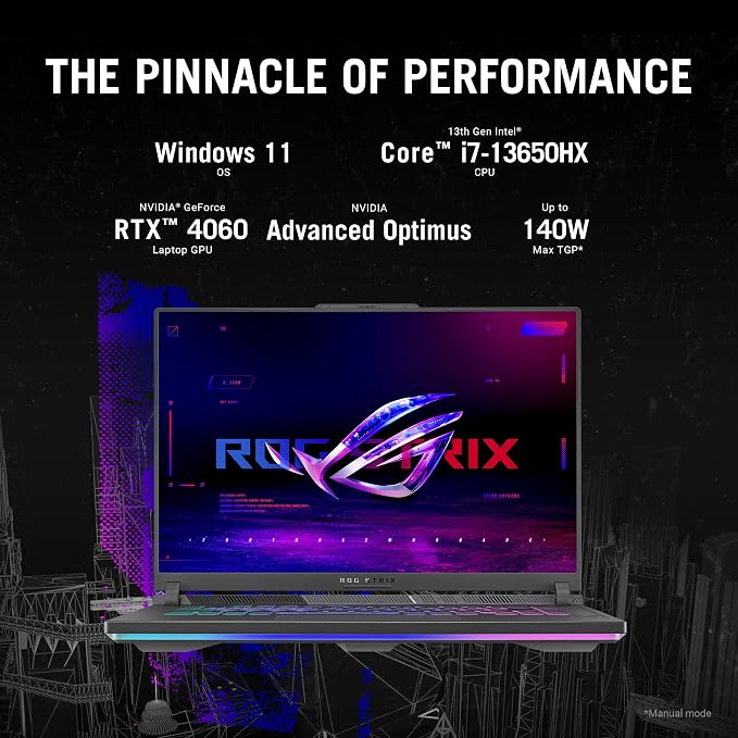ASUS ROG Strix G16 Gaming Laptop, 165Hz Display, NVIDIA® GeForce RTX™ 4060, Intel Core i7-13650HX, 16GB DDR5, 1TB PCIe Gen4 SSD, Wi-Fi 6E, Windows 11, G614JV-AS74 - Image 3