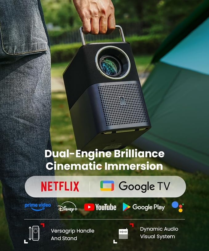 TCL A1s Smart Projector 4K Support, Compatible with Google TV & Netflix, WIFI and Bluetooth, Auto Focus Keystone, Native 1080p, 16W Dolby Audio, Movie Projector for Home Theater with Portable Case - Image 4
