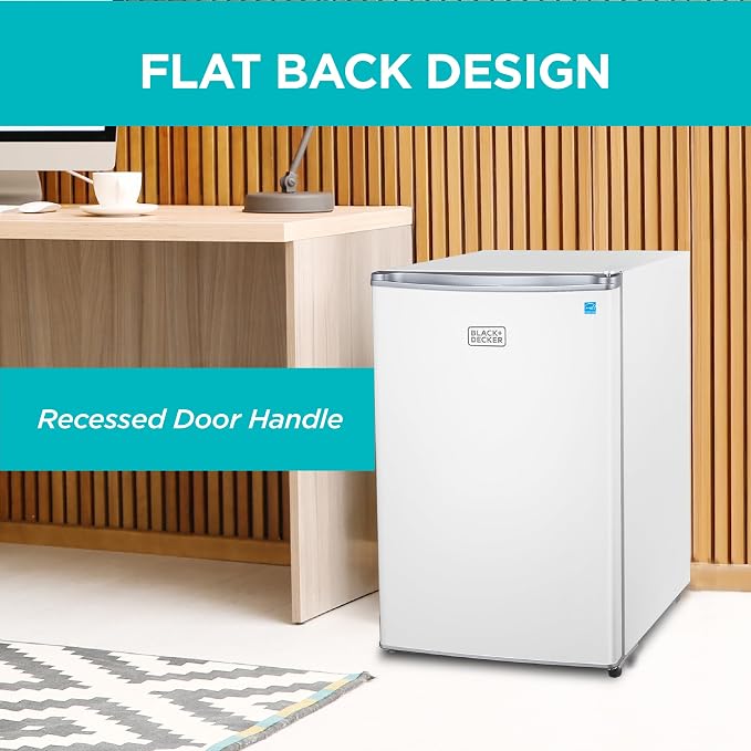 BLACK+DECKER 2.5 Cu. Ft. Compact Refrigerator, Energy Star, BCRK25W, White | Energy Star Certified, Single Door Mini Fridge with Chiller Compartment, Personal Fridge for Home or Dorm, R600a Refrigerant - Image 6