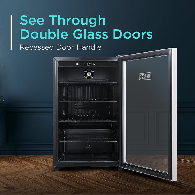 BLACK+DECKER 4.4 Cu. Ft. Beverage Cooler, BDB44LS | Beverage Fridge with Double Pane Glass Door, Drink Fridge with 160-Can Capacity for Home Bar and Home Office with LED Display - Image 5