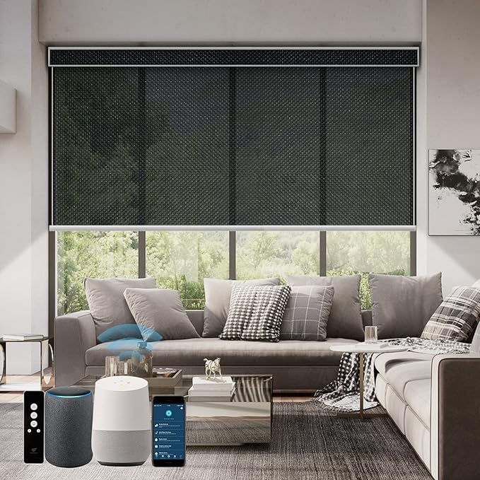 SmartWings Motorized Roller Shades 5% Openness Work by SmartWings