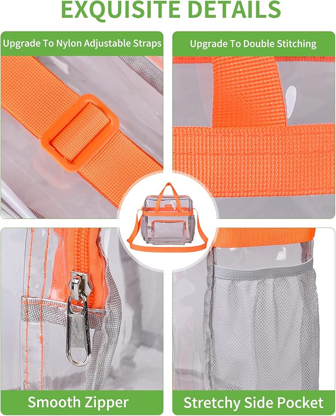 MAY TREE Clear Bag for Stadium Events 12×6×12 Clear Tote Lunch Bag - Image 3