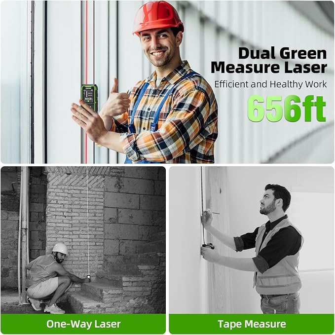 Huepar Professional 656ft/200M Dual Laser Distance Measuring Tool, 5 Years - Image 2