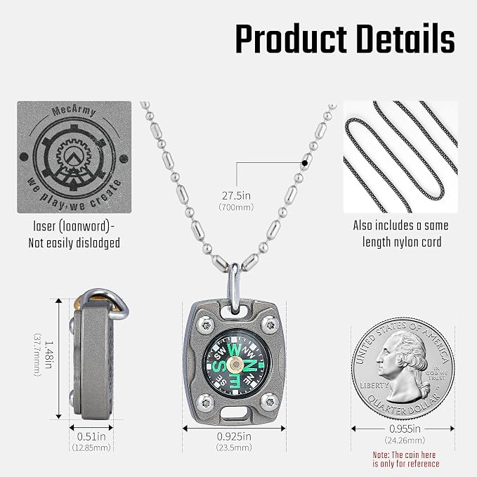 MecArmy Mini Titanium/Brass Compass, Waterproof IPX5 Pocket Compass - Image 4