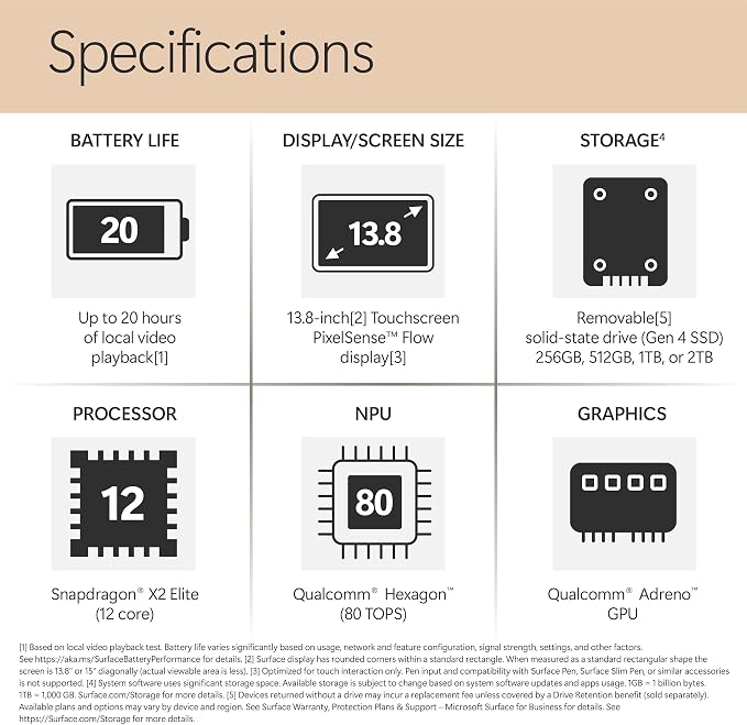 Microsoft Surface Laptop (2026), 13.8-inch Premium Performance Laptop, Snapdragon X2 Elite Processor, Touchscreen Display, 16GB RAM, 512GB SSD Storage, Windows 11 Copilot+ PC Built for AI, Dune - Image 9