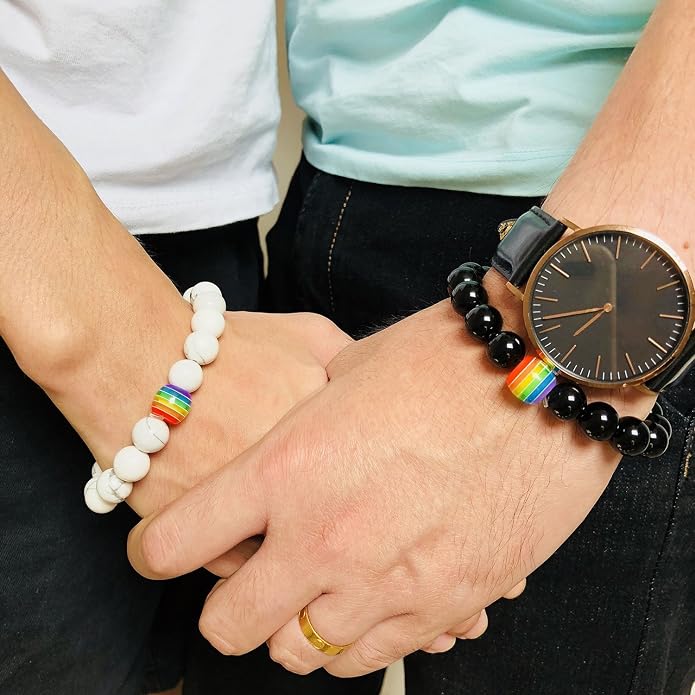 Nanafast Titanium Stainless Steel Rainbow LGBT Pride Bracelet Handmade Braided - Image 6