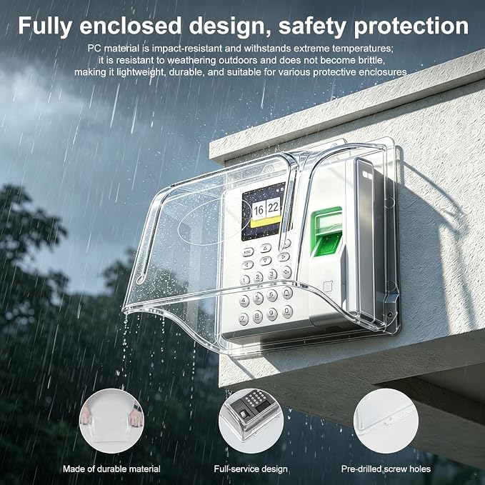 Clear Plastic Time Clock Cover Weatherproof, Time Attandence Machine Rain Cover - Image 4