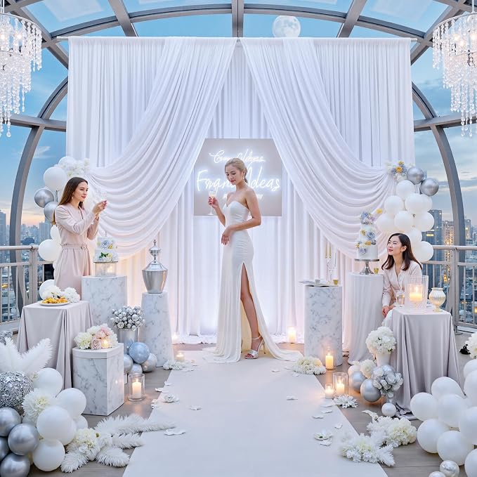 14ft x 10ft White Backdrop Curtains - Image 3