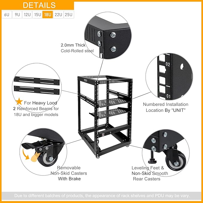 RIVECO 18U Open Frame Server Rack - Image 4