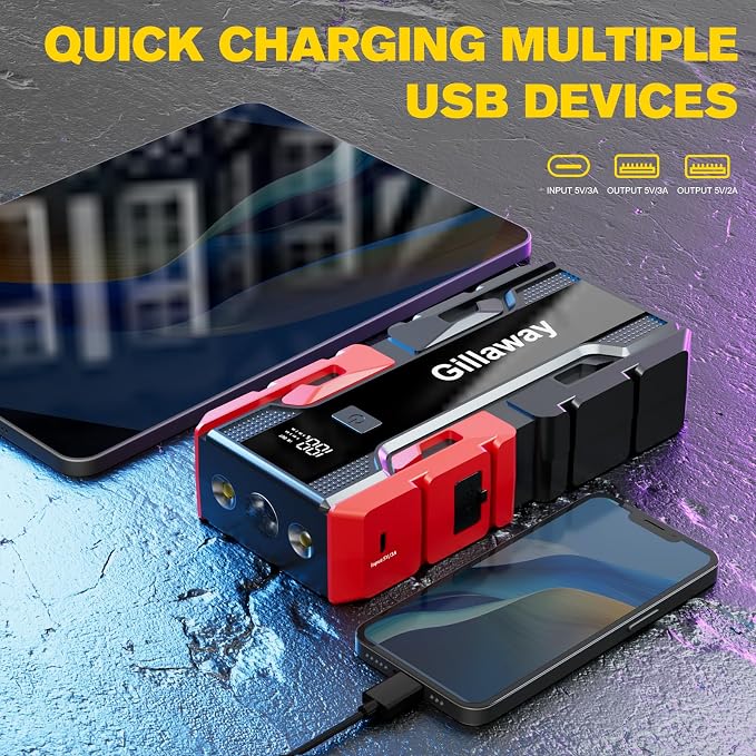 001B 3000A Car Jump Starter Battery Pack (Up to 9.0L Gas and 7.0L Diesel Engine), 12V Car Charger Jump Starter Portable Battery Jump Starter with Power Bank - Image 4