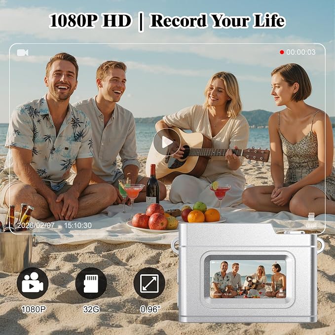 Mini Keychain Camera, Retro 1080P Pocket Camera 32GB Card Ultra-Portable Tiny - Image 7
