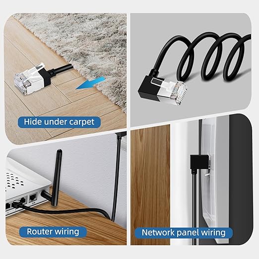 Flexible Cat 6 Ethernet Cable 90° Right Angled 6.6 Feet, Ultra Thin & Slim Rj45 - Image 4
