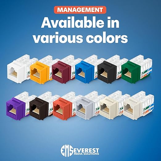 Everest 90° Angled RJ45 Cat6 Keystone Jacks 50-Pack in Ivory - Image 7