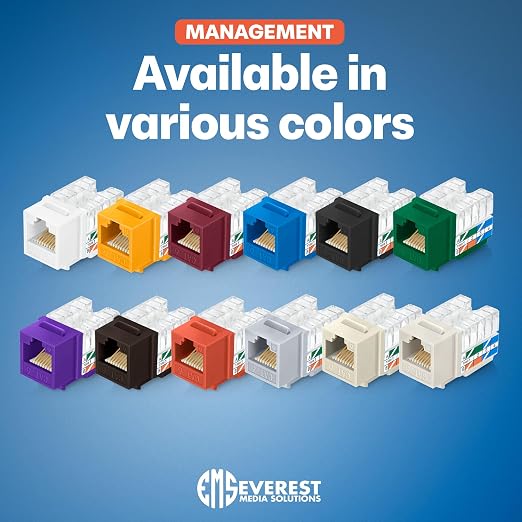 Everest 90° Angled RJ45 Cat6 Keystone Jacks 50-Pack in Green - Image 7