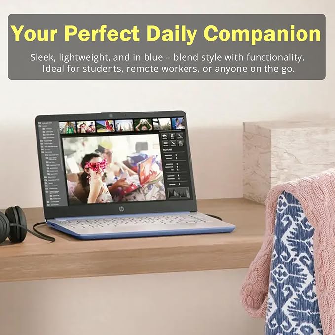 HP Stream 14" HD Laptop, Intel Processor N150, 4GB RAM, 128GB UFS, Intel Graphics, Copilot, Fast Charge, Wi-Fi 6, Windows 11 S, Sky Blue (Renewed) - Image 9