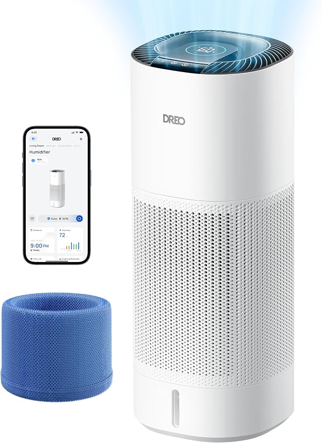 DREO Smart Evaporative Humidifier Large Room up to 1000ft², 800ml/h High Output Air Humidifiers for Bedroom, 10L, 50H Long Runtime with Precise Humidification for Plants, Home, Office, White, HHM774S by DREO