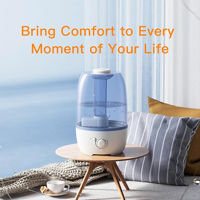 MEGAWISE Cool Mist Humidifier for Kid bedroom with 3.2L Large Capacity, No leakage Design Fine Mist Output Auto Shutoff, Essential Oil Safe Tank (White) - Image 6