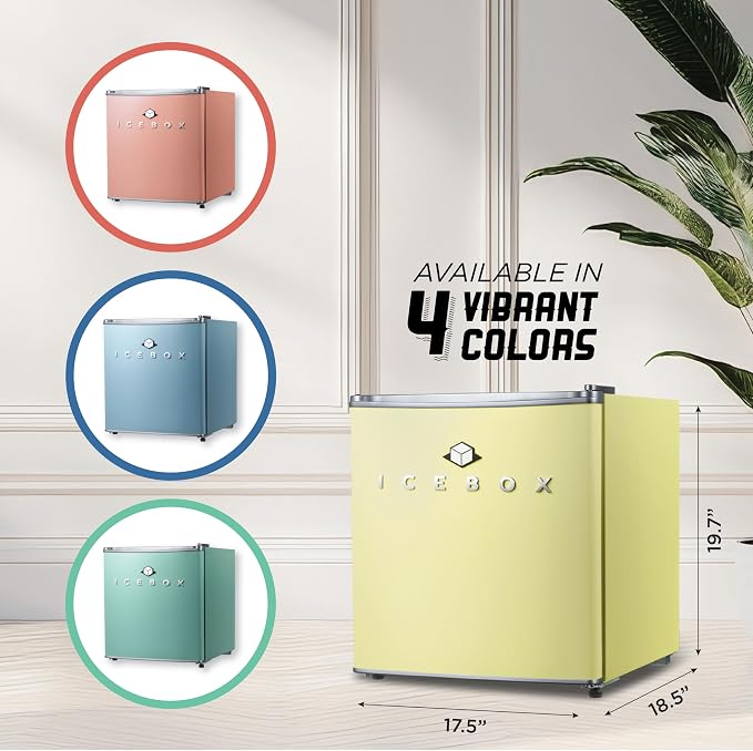 ICEBOX 1.7 Cu. Ft. Compact Refrigerator, ENERGY STAR Certified Small Refrigerator, Single Door Mini Fridge with Chiller Compartment, R600a Refrigerant, IBCR17SUN, Sun Yellow - Image 6