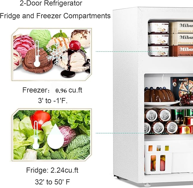Antarctic Star Compact Refrigerator,3.2 Cu.Ft. Mini Separate Freezer Double 2-Door,Adjustable Removable Shelves for Basement,Apartment,Dorm,Office,WHITE - Image 6