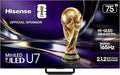 Hisense 75" U7 Mini-LED ULED 4K UHD Best Premium Gaming Smart Google TV (75U7SG, 2026 NEW) - Hi-QLED, Native 165Hz, VRR 330, HDR10+, Dolby Vision IQ·Atmos, IMAX Enhanced, Anti-Reflection, 2.1.2 Ch by Hisense