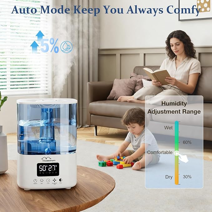 Smart Humidifiers for Bedroom, Top Fill 4L Cool Mist Air Humidifier for Large Room, Essential Oil Diffuser App Control, Fast Symptom Relief, Nightlight, 12H Quiet Runtime for Baby, Plant - Image 4