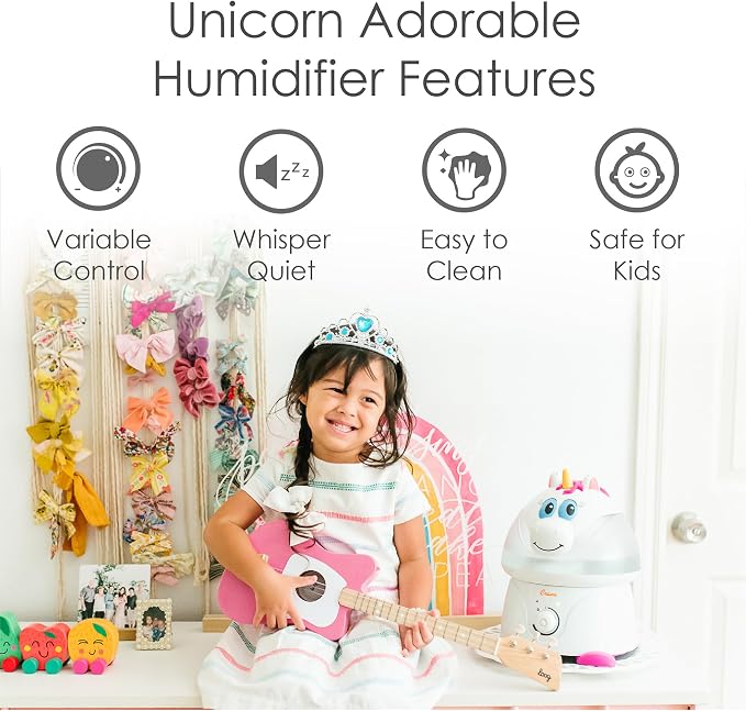Crane Unicorn Ultrasonic Cool Mist Humidifier with Auto Shut-Off, For Baby Nursery and Kids Room, 1 Gallon Tank, Animal Humidifier For Kids Room - Image 3