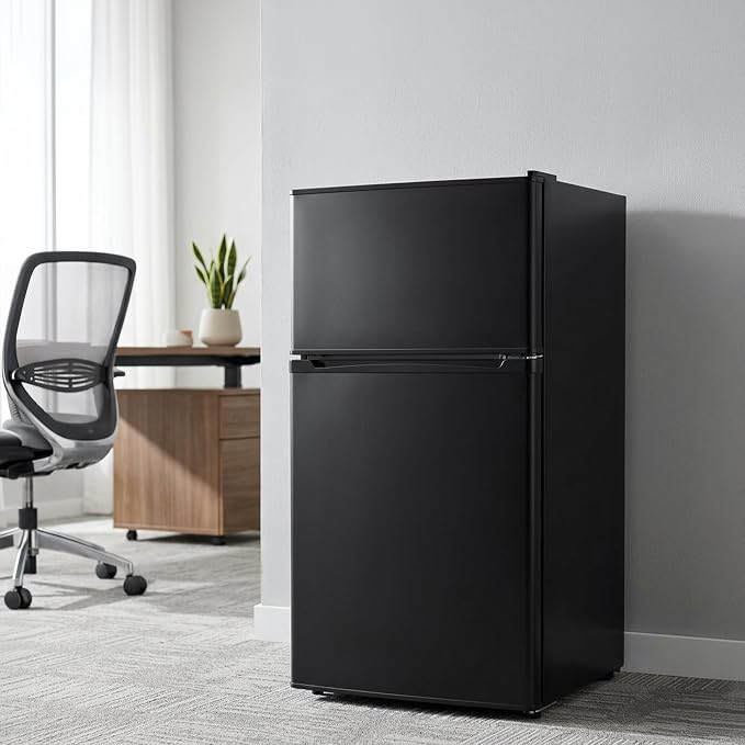 3.2 Cu.Ft Mini Fridge with Freezer, 2 Door Small Refrigerator with Adjustable Thermostat Energy-efficient Low Noise, Compact Fridge for Bedroom, Office, Dorm, Black - Image 6