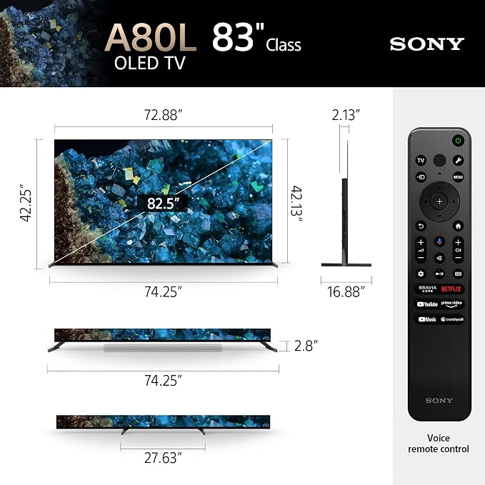 Sony OLED 83 inch BRAVIA XR A80L Series 4K Ultra HD TV: Smart Google TV with Dolby Vision HDR and Exclusive Gaming Features for The PlayStation® 5 XR83A80L- 2023 Model,Black - Image 4