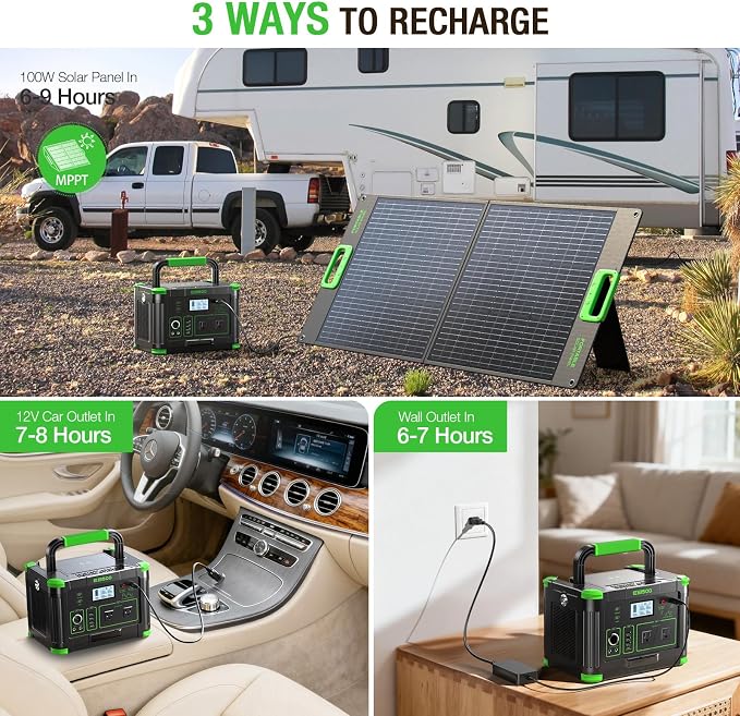 Portable Power Station 500W (Peak 1000W), 519Wh Solar Generator with 2x110V AC Outlets & USB-C PD 60W, 10-Port Power Bank with Wireless Charger for Outdoor Camping, RV Trips, and Home Emergency Backup - Image 8