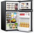EUHOMY Mini Fridge with Freezer, 3.2 Cu.Ft Mini Refrigerator fridge, 2 door For Bedroom/Dorm/Office/Apartment - Food Storage or Cooling drinks, Silver by EUHOMY