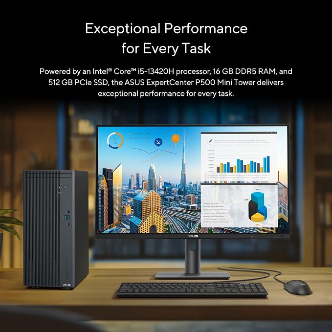 ASUS ExpertCenter P500 Mini Tower Desktop, Intel Core i5, 16GB DDR5 RAM, 512GB SSD, Windows 11 Pro, Bundled Keyboard and Mouse, P500MV-XS503 - Image 3
