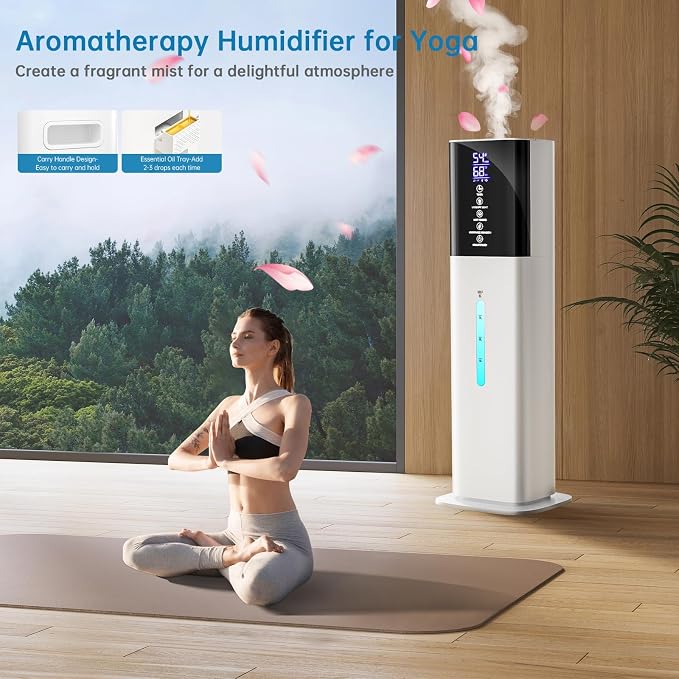 Humidifiers Large Room Bedroom with 7 Colors Light,Honovos 8L 2.1Gal Quiet Ultrasonic Cool Mist Topfill Humidifier with 360° Nozzle 3 Speed Humidistat Essential Oil Tray for Baby Home Plant Yoga Sleep - Image 7