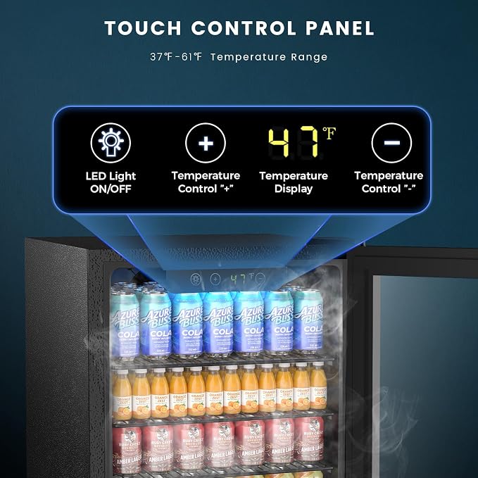 Electactic Mini Fridge 130 Can Beverage Refrigerator Cooler, 3.1 Cu.Ft Drink Fridge for Soda Wine Beer, Adjustable Temperature Control for Home Office, Black - Image 4