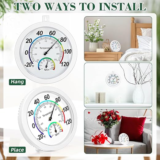 Weewooday 3 Pcs Indoor Outdoor Thermometer 2 in 1 Mini Home Temperature - Image 6