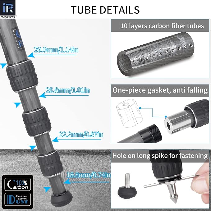 Carbon Fiber Tripod-INNOREL GT284C Professional Compact Portable Tripod - Image 4