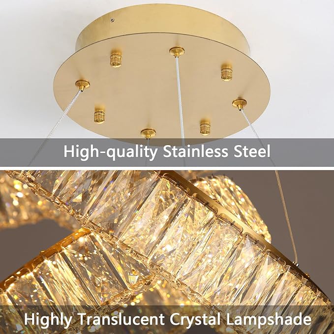 HAIXIANG Modern Crystal Chandelier Dimmable LED 16 Inch Ring Pendant Lights - Image 6