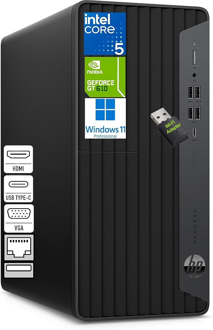HP Prodesk Desktop Computers PC for Home & Office Business, Intel i5-10400F (64GB DDR4, 1TB PCIe SSD), Compact & Silent Design, Triple-Display Support, WiFi Adapter, Keyboard & Mouse, Windows 11 Pro by Unknown