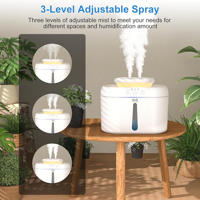 COO Humidifiers for Bedroom, 2L Tank for Large Room, 30 Hour Runtime, 28dB Quiet Cool Mist Humidifier for Home, Baby Nursery, Plants, Indoor, Office, Easy to Fill & Clean,Night Light and Auto Shut-off - Image 4