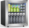 Electactic 48 Can Beverage Refrigerator,12 Bottle Wine Cooler with Stainless Steel Glass Door, Digital Temperature Display, Countertop Mini Fridge for Soda, Wine or Beer, Silver by Electactic
