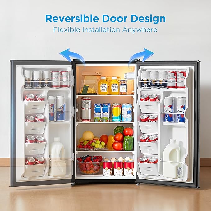 Midea 3.3 Cu.ft Mini Fridge, Energy Star Certified, Low Noise for Office | Adjustable Thermostat, Reversible Door,Ideal for Dorm, Office, Stainless Steel - Image 6