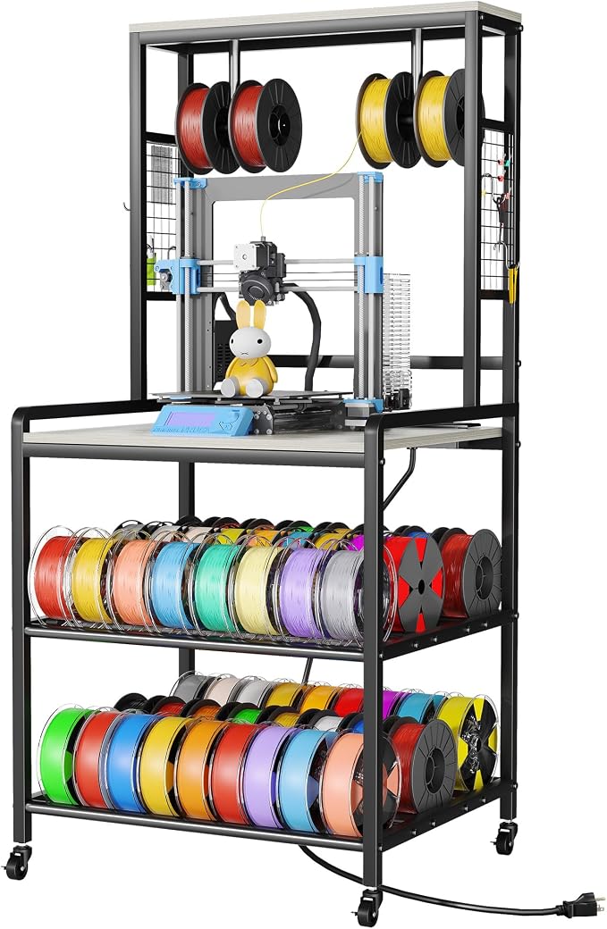 kepptory 3D Printer Stand with Power Outlet, Rolling Storage Cart w/Filament by kepptory