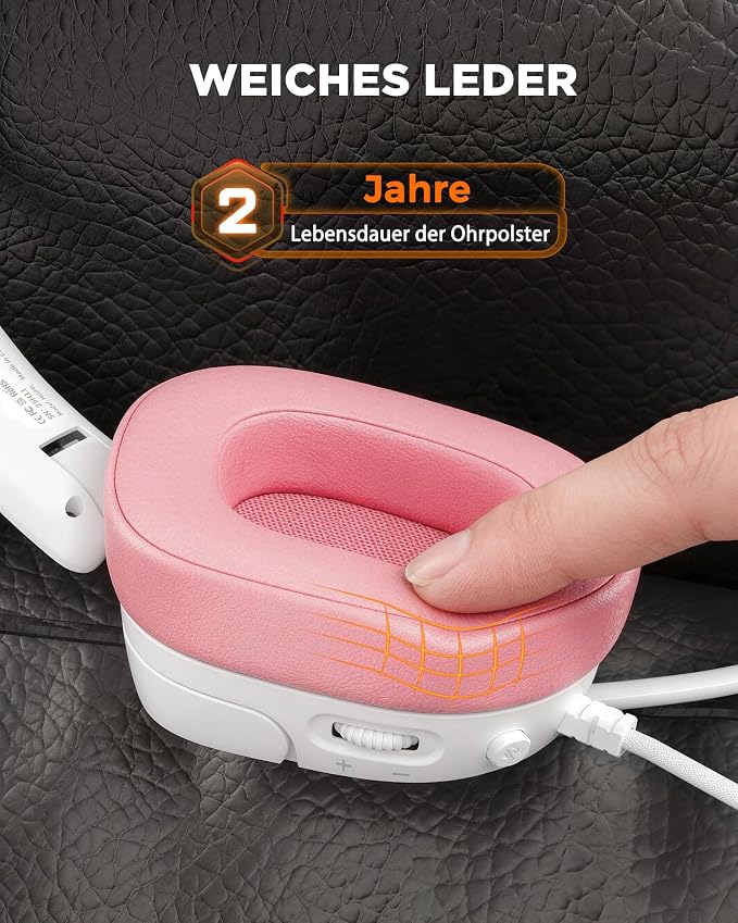 NUBWO HG04L Gaming Headset for PS5/PS4, Xbox Series X|S, Switch - Pink | 40mm Speakers, Clear Unidirectional Mic, 250g Lightweight, Soft Memory Earmuffs, 3.5mm Jack for Gaming & Work - Image 6