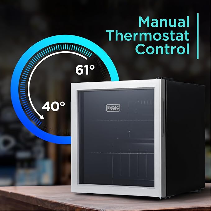 BLACK+DECKER 1.7 Cu. Ft. Beverage Cooler, BDB16HS | Beverage Fridge with Double Pane Glass Door, Drink Fridge with 63-Can Capacity for Home Bar, Home Office and More - Image 4